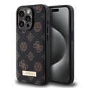 Apple iPhone 15 Pro Uyumlu Kılıf Guess M-safe Şarj Özellikli PU Deri Desenli Metal Plaka Logolu Kapak