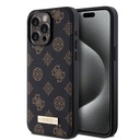 Apple iPhone 15 Pro Max Uyumlu Kılıf Guess M-safe Şarj Özellikli PU Deri Desenli Metal Plaka Logolu Kapak