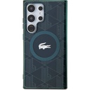 Samsung Galaxy S24 Ultra Uyumlu Kılıf Lacoste Orjinal Lisanslı M-safe Şarj Özellikli Çift Katmanlı Timsah Logolu Blend Monogram Kapak
