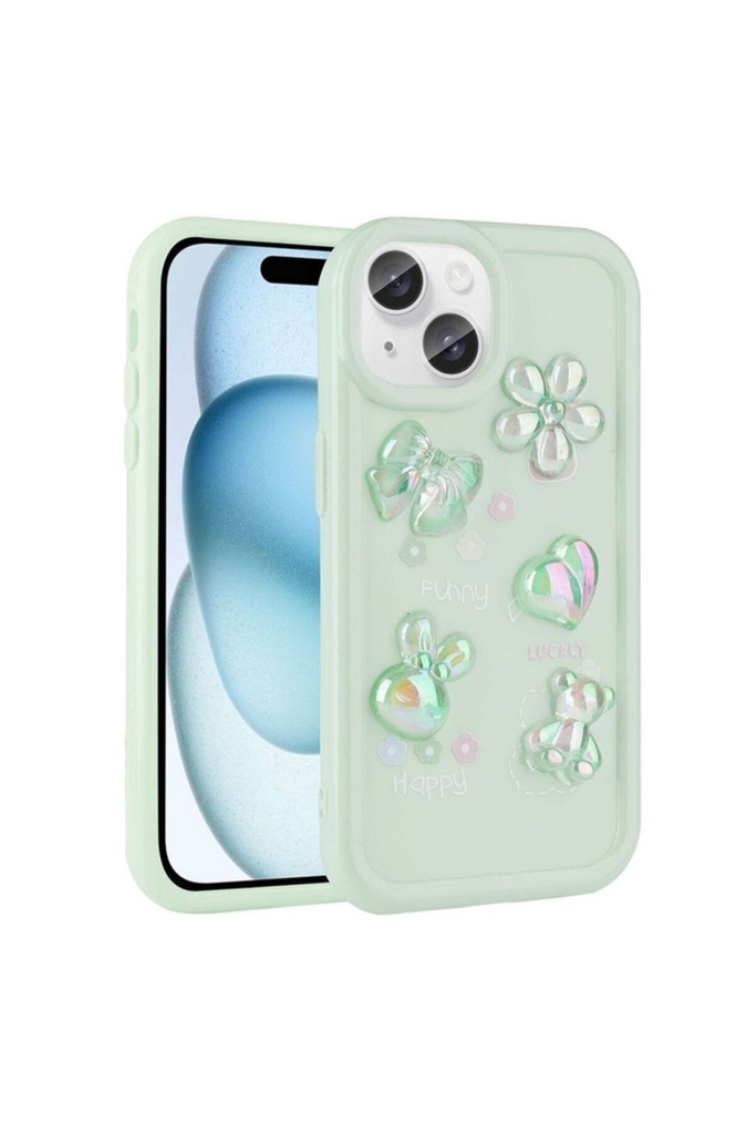Apple iPhone 14 Uyumlu Kılıf Kabartma Figürlü Parlak Zore Toys Silikon Kapak