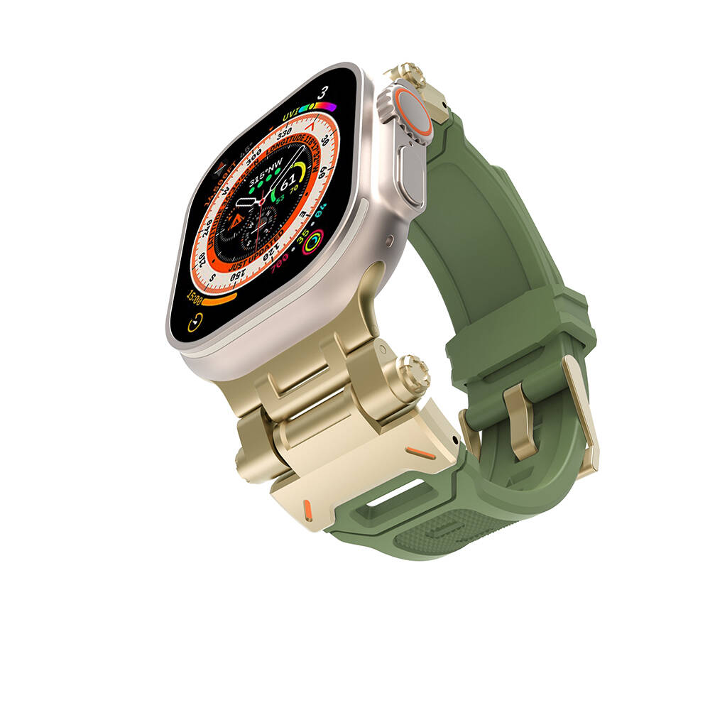 Apple Watch 42mm Uyumlu Kordon Metal Başlıklı Silikon Zore KRD-108 Kayış