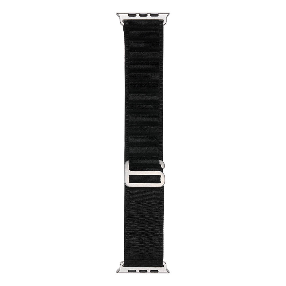 [RNZ-TA103114] Apple Watch 7 45mm Uyumlu Kordon Naylon Kumaş Spor Görünümlü Band-74 Hasır Kayış (Siyah)