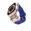 Apple Watch 44mm Uyumlu Kordon Metal Başlıklı Silikon Zore KRD-108 Kayış
