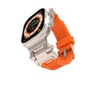 Apple Watch 44mm Uyumlu Kordon Metal Başlıklı Silikon Zore KRD-108 Kayış