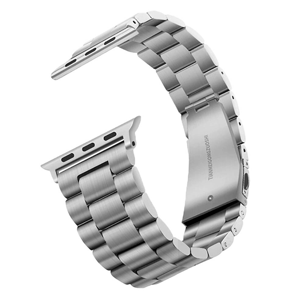 Apple Watch 7 41mm Uyumlu Kordon Metal Baklalı Tasarım Zore Band-04 Kayış