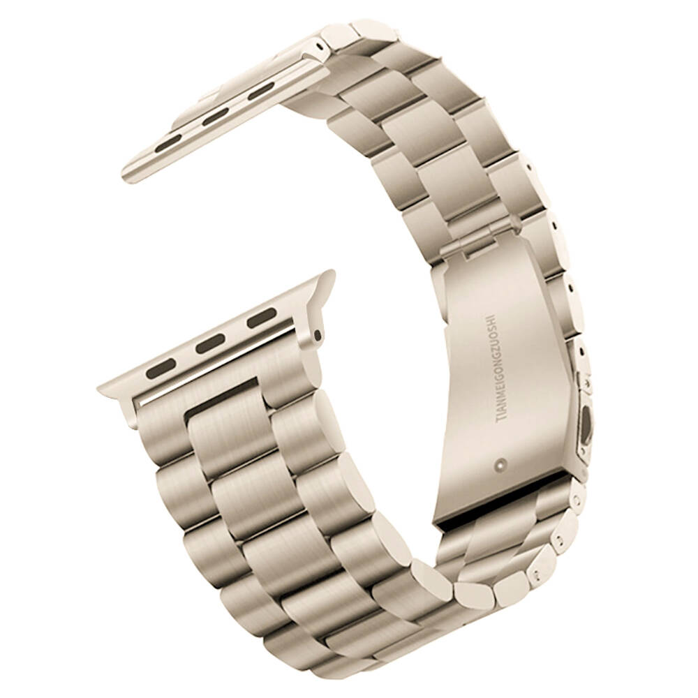 Apple Watch 44mm Uyumlu Kordon Metal Baklalı Tasarım Zore Band-04 Kayış