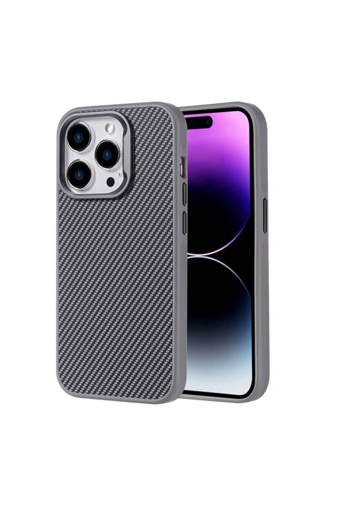 Apple iPhone 15 Pro Max Uyumlu Kılıf M-safe Şarj Özellikli Karbon Fiber Görünümlü Zore Troy Kapak