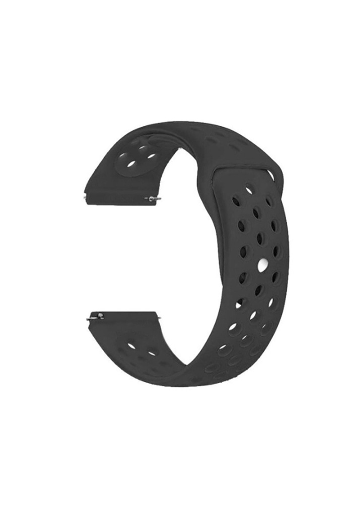 [RNZ-TA36047] Samsung Galaxy Watch 42mm Uyumlu 20mm Kordon Silikon Esnek Yumuşak Delikli Spor KRD-02 Kayış (Siyah)
