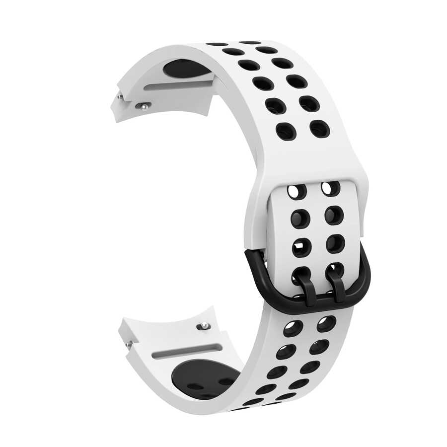 Samsung Galaxy Watch 4 40mm 20mm Uyumlu Kordon Silikon Esnek Yumuşak Delikli Spor KRD-02 Kayış