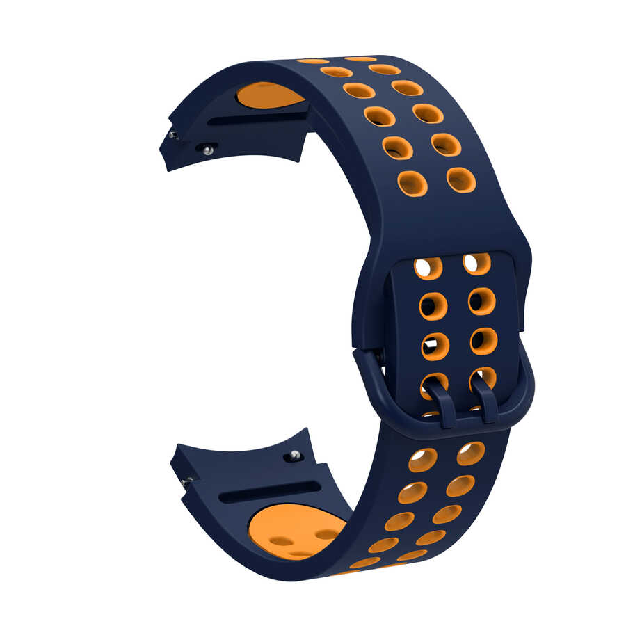 Samsung Galaxy Watch 4 40mm 20mm Uyumlu Kordon Silikon Esnek Yumuşak Delikli Spor KRD-02 Kayış