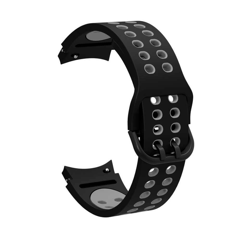 Samsung Galaxy Watch 4 40mm 20mm Uyumlu Kordon Silikon Esnek Yumuşak Delikli Spor KRD-02 Kayış