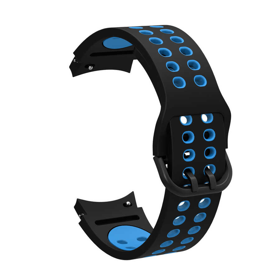 Samsung Galaxy Watch 4 40mm 20mm Uyumlu Kordon Silikon Esnek Yumuşak Delikli Spor KRD-02 Kayış