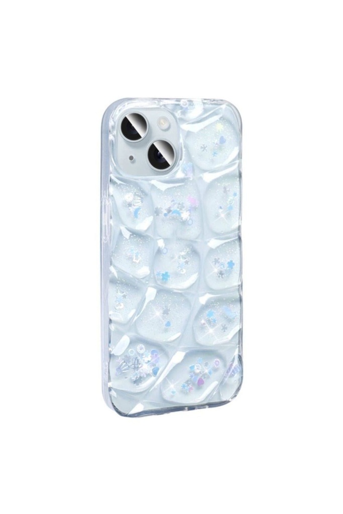 [RNZ-TA103886] Apple iPhone 15 Uyumlu Kılıf Simli 3D Desenli Zore Hacar Kapak (Beyaz)