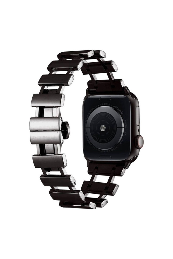 [RNZ-TA103735] Apple Watch 38mm Uyumlu Zore KRD-96 Metal Kordon (Siyah)