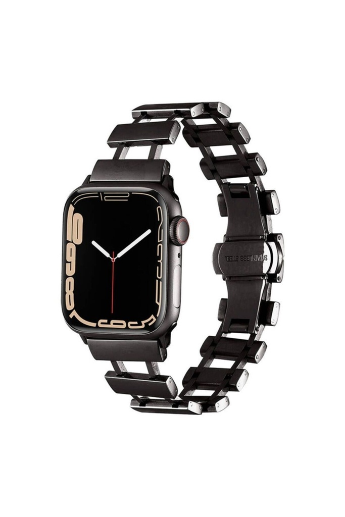 [RNZ-TA103750] Apple Watch 42mm Uyumlu Zore KRD-96 Metal Kordon (Siyah)