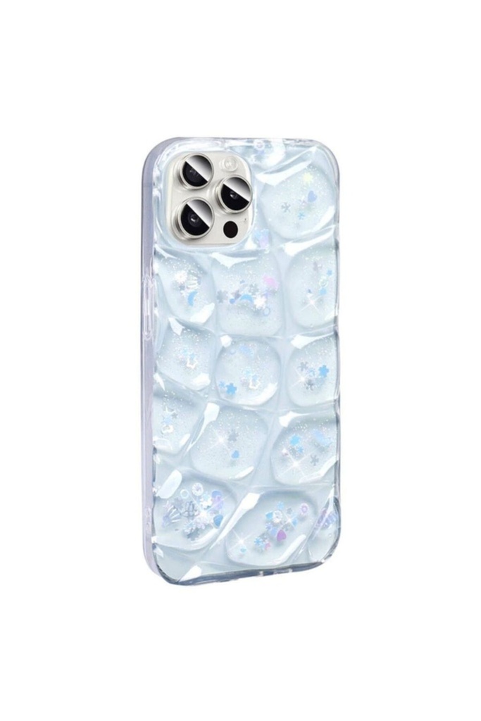 [RNZ-TA103878] Apple iPhone 15 Pro Max Uyumlu Kılıf Simli 3D Desenli Zore Hacar Kapak (Beyaz)