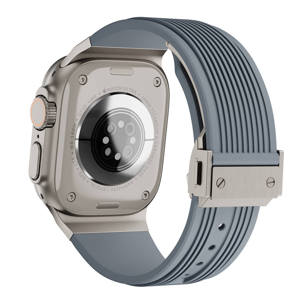 Apple Watch Ultra 49mm Uyumlu Kordon Silikon Spor Görünümlü Zore KRD-113 Kayış
