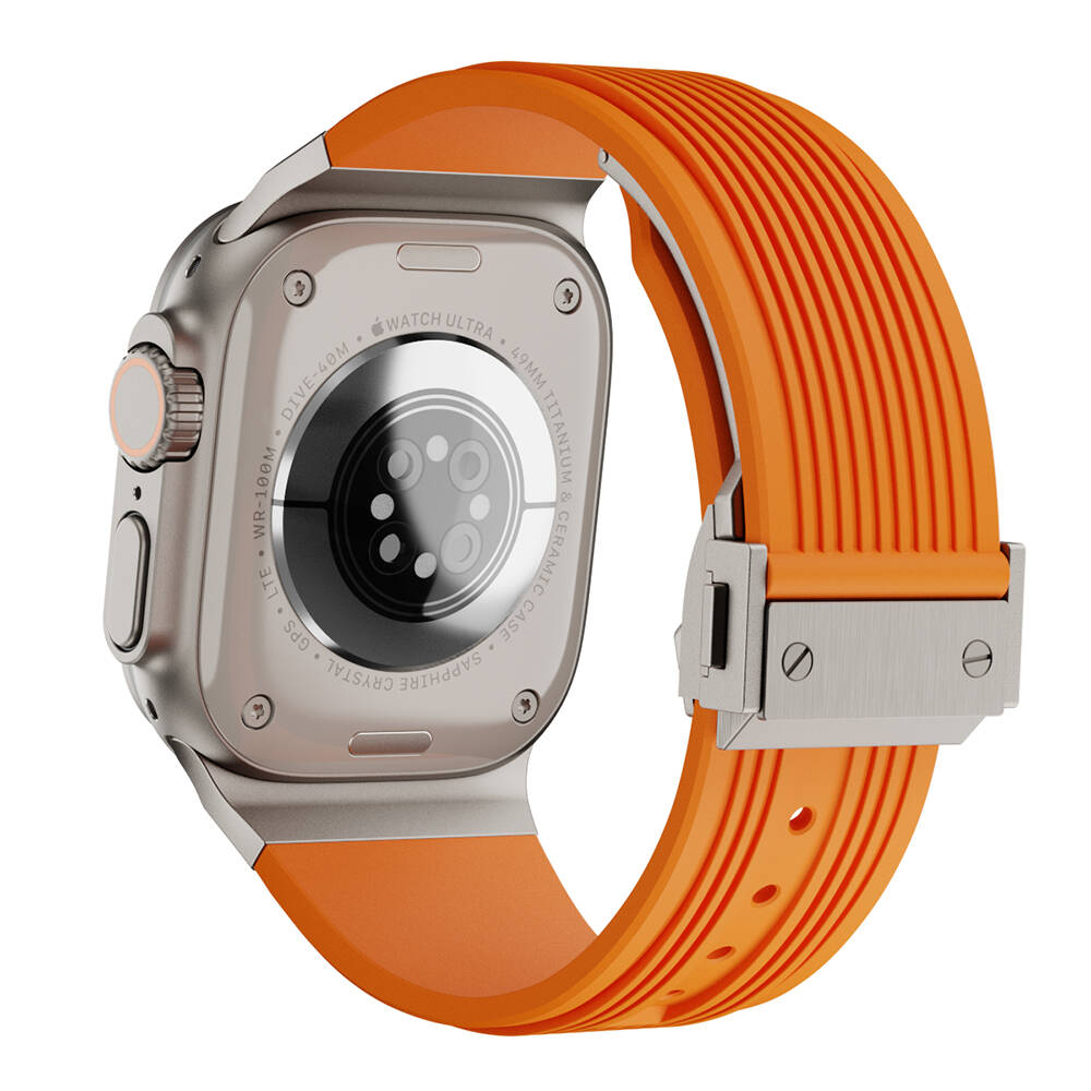 Apple Watch Ultra 49mm Uyumlu Kordon Silikon Spor Görünümlü Zore KRD-113 Kayış