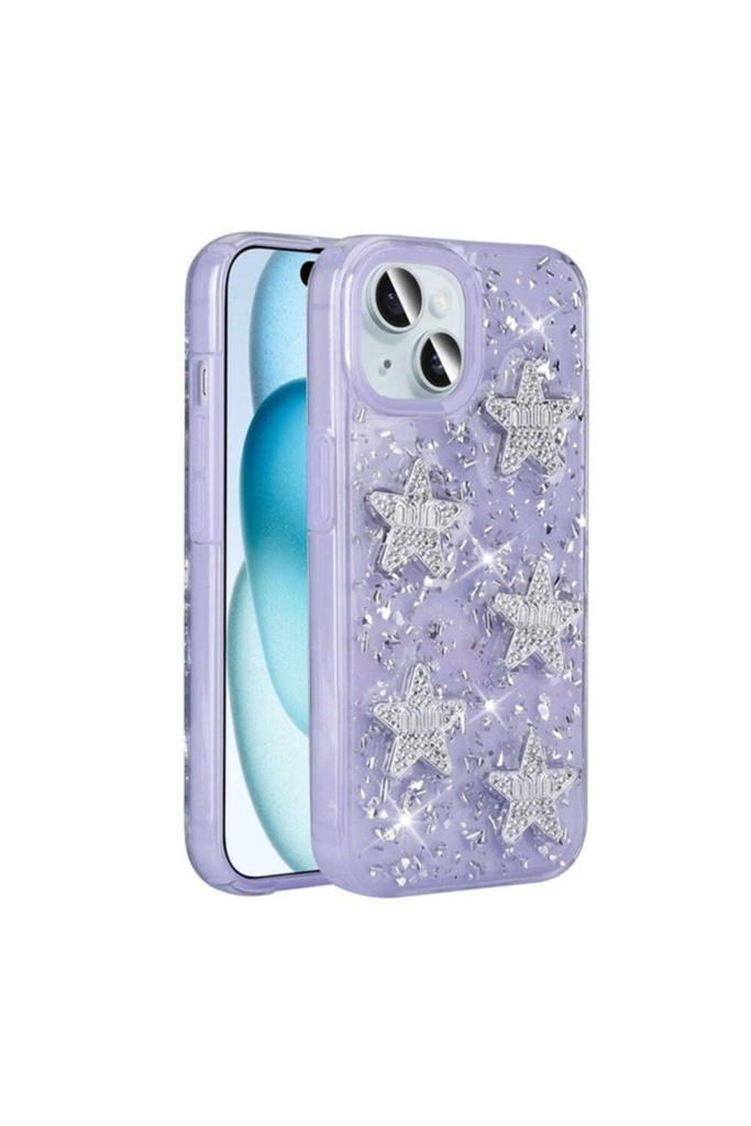 Apple iPhone 15 Uyumlu Kılıf Airbagli Simli Arka Yüzey Zore Işıltı Silikon Kapak