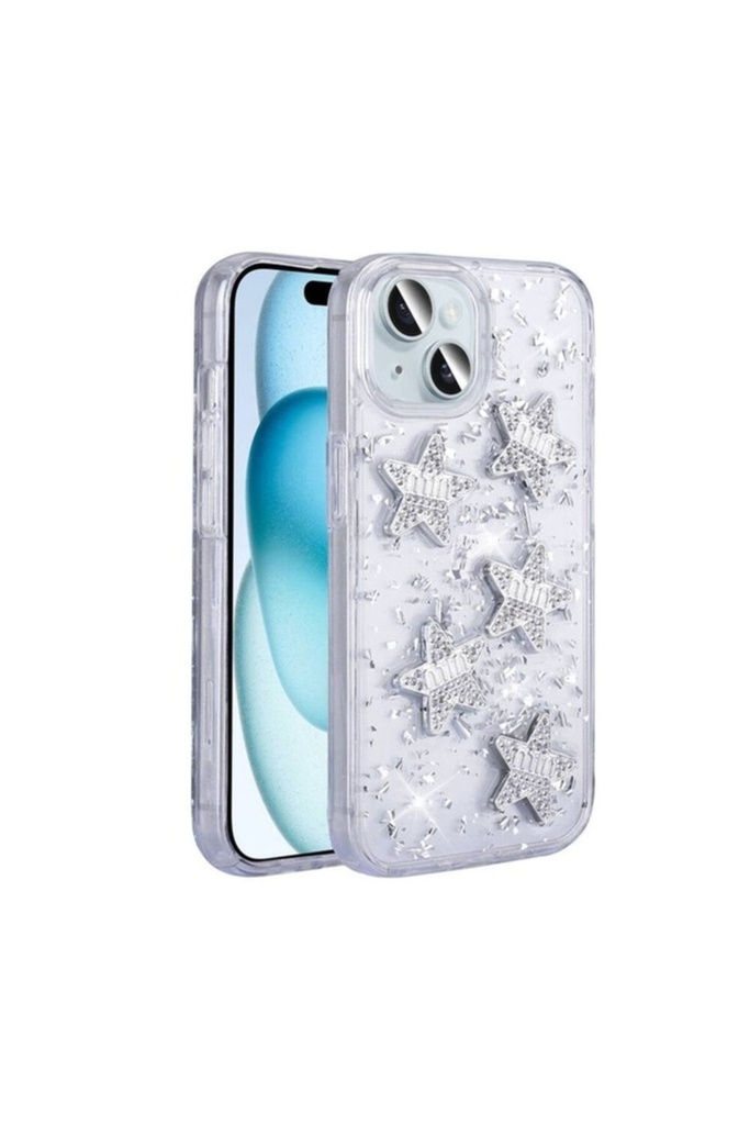 Apple iPhone 13 Uyumlu Kılıf Airbagli Simli Arka Yüzey Zore Işıltı Silikon Kapak