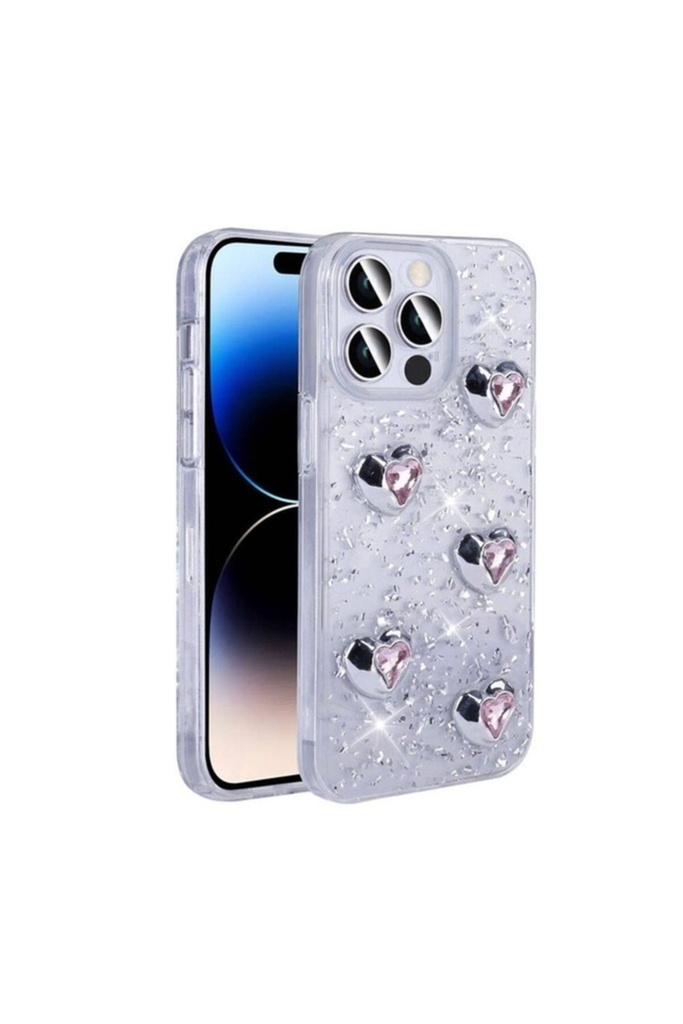 Apple iPhone 14 Pro Max Uyumlu Kılıf Airbagli Simli Arka Yüzey Zore Işıltı Silikon Kapak