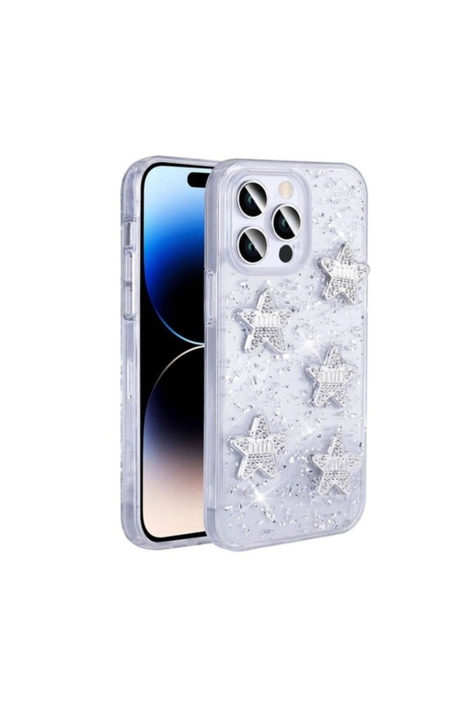 Apple iPhone 14 Pro Max Uyumlu Kılıf Airbagli Simli Arka Yüzey Zore Işıltı Silikon Kapak