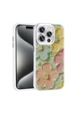Apple iPhone 14 Pro Max Uyumlu Kılıf Çiçek Desenli Parlak Taşlı Sert Silikon Zore Garden Kapak