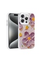 Apple iPhone 15 Pro Uyumlu Kılıf Çiçek Desenli Parlak Taşlı Sert Silikon Zore Garden Kapak