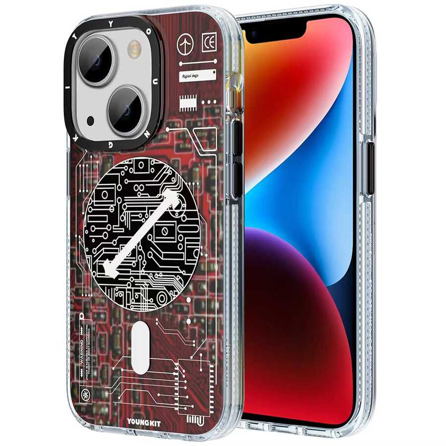 Apple iPhone 13 Uyumlu Kılıf M-safe Şarj Özellikli YoungKit Technology Serisi Kapak