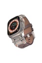 Apple Watch 44mm Uyumlu Zore KRD-114 Metal Başlıklı Suni Deri Kordon