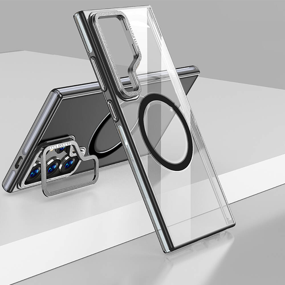 Samsung Galaxy S24 Ultra Uyumlu Kılıf M-safe Şarj Özellikli Wlons Standlı Efsane Kapak