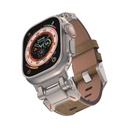 Apple Watch Ultra 49mm Uyumlu Kordon Suni Deri Metal Başlıklı Zore KRD-114 Kayış