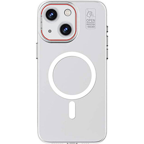 Apple iPhone 15 Plus Uyumlu Kılıf M-safe Şarj Özellikli Standlı Metal Kamera Çerçeveli Mat Recci Glaze Serisi Kapak