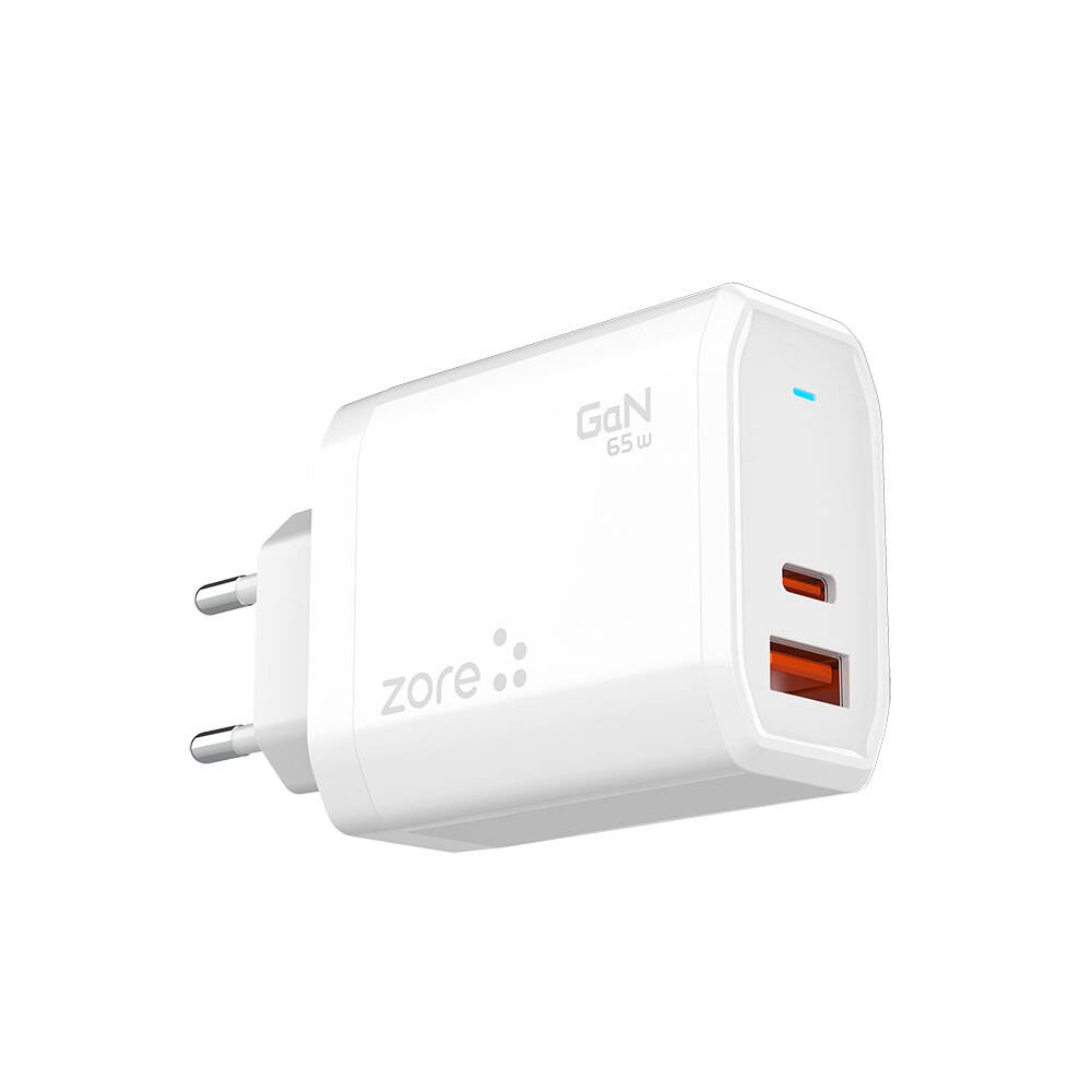 [RNZ-TA103465] Zore Always-01 GaN Tech Type-C PD4.0 USB-A QC3.0 Hızlı Şarj Özellikli Seyahat Şarj Başlığı 65W