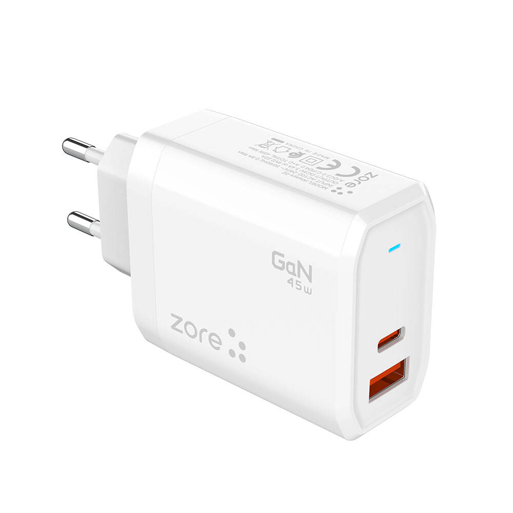 [RNZ-TA103464] Zore Always-02 GaN Tech Type-C PD4.0 USB-A QC3.0 Hızlı Şarj Özellikli Seyahat Şarj Başlığı 45W
