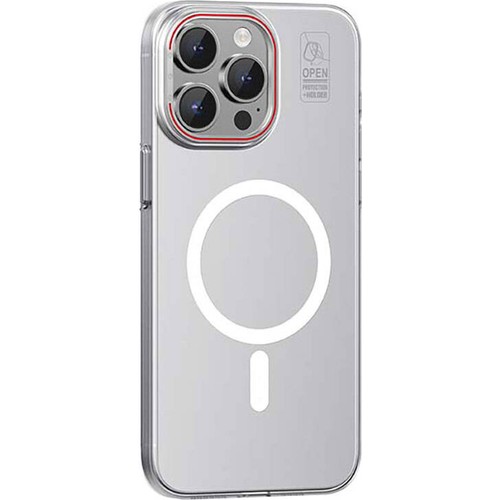 Apple iPhone 15 Pro Uyumlu Kılıf M-safe Şarj Özellikli Standlı Metal Kamera Çerçeveli Mat Recci Glaze Serisi Kapak