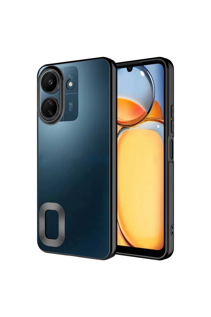[RNZ-TA99081] Xiaomi Redmi 13C Uyumlu Kılıf Kamera Korumalı Logo Gösteren Zore Omega Kapak (Siyah)