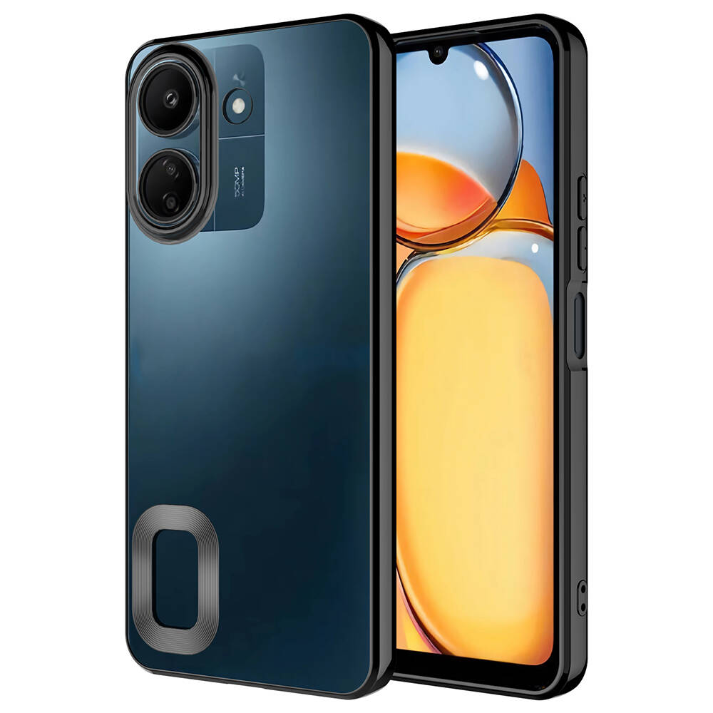 [RNZ-TA101060] Xiaomi Poco C65 Uyumlu Kılıf Kamera Korumalı Logo Gösteren Zore Omega Kapak (Siyah)