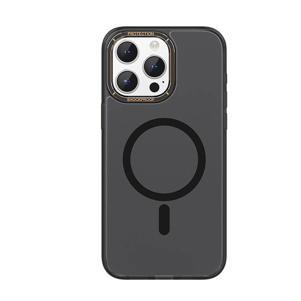 Apple iPhone 15 Pro Uyumlu Kılıf M-safe Şarj Özellikli Cam Arka Yüzey Recci Michelin Serisi Kapak
