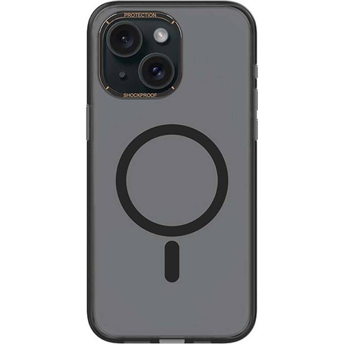 [ZTA104414] Apple iPhone 15 Plus Uyumlu Kılıf M-safe Şarj Özellikli Cam Arka Yüzey Recci Michelin Serisi Kapak (Siyah)