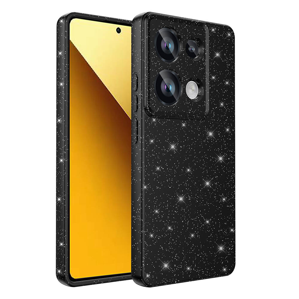 [RNZ-TA104314] Xiaomi Redmi Note 13 Pro 4G Uyumlu Kılıf Kamera Korumalı Simli Lüks Zore Koton Kapak (Siyah)