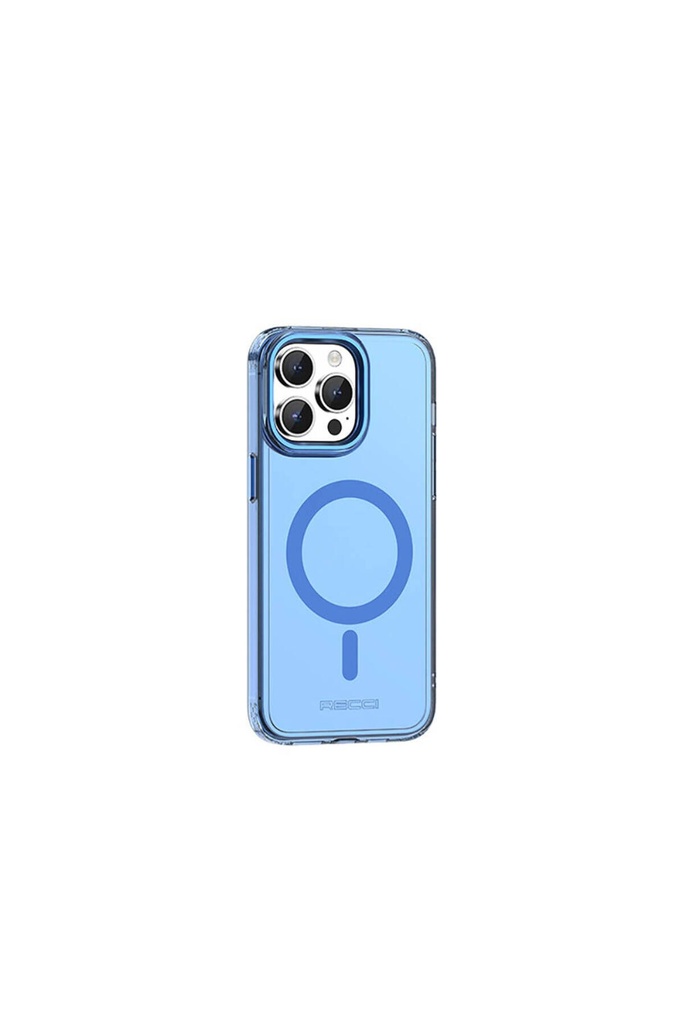 Apple iPhone 15 Pro Max Uyumlu Kılıf M-safe Şarj Özellikli Saydam Arka Yüzey Recci Crystal Color Serisi Kapak