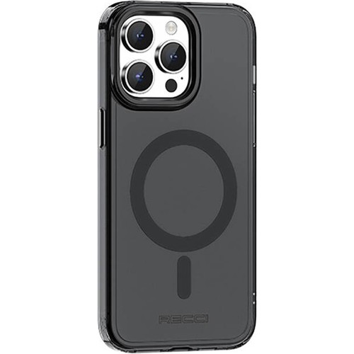 [ZTA104421] Apple iPhone 15 Pro Uyumlu Kılıf M-safe Şarj Özellikli Saydam Arka Yüzey Recci Crystal Color Serisi Kapak (Siyah)