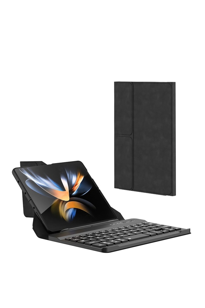 Samsung Galaxy Z Fold 4 Uyumlu Kılıf Standlı Klavyeli Kalem Bölmeli Zore Kıpta Klavyeli Kılıf