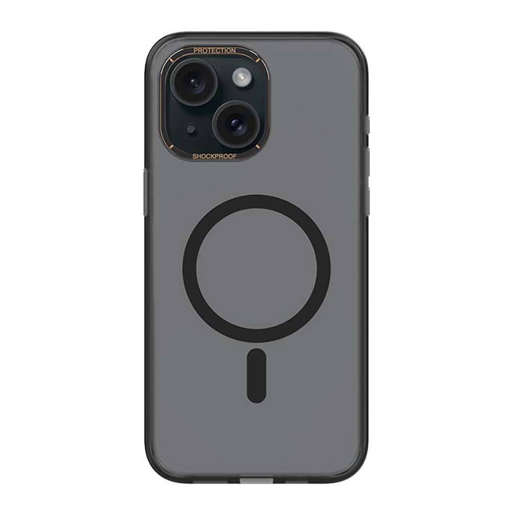 Apple iPhone 15 Uyumlu Kılıf M-safe Şarj Özellikli Cam Arka Yüzey Recci Michelin Serisi Kapak