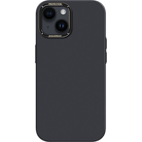 [ZTA104386] Apple iPhone 14 Uyumlu Kılıf Metal Kamera Çerçeveli Recci Glaze Serisi Kapak (Siyah)
