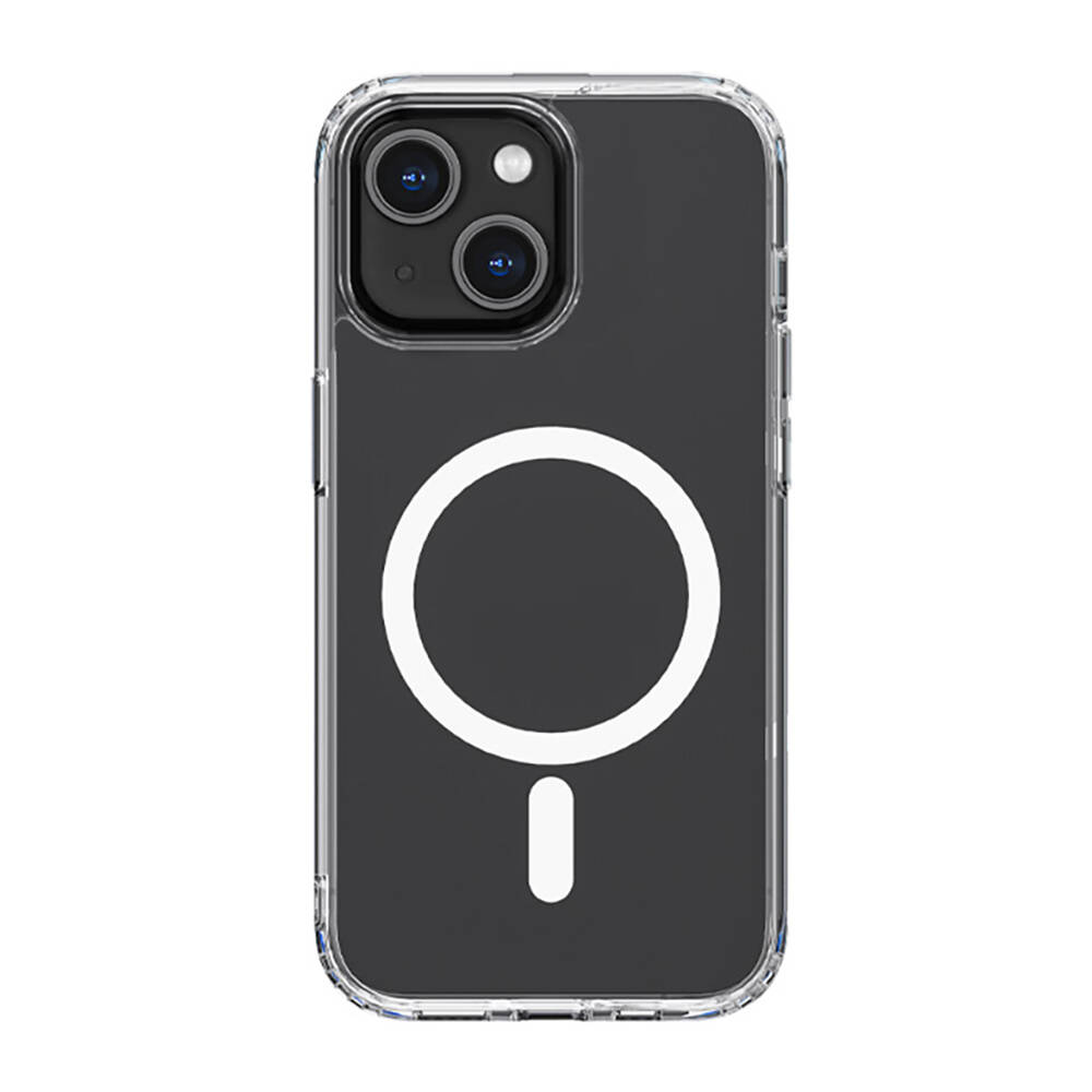 Apple iPhone 14 Plus Uyumlu Kılıf M-safe Şarj Özellikli Airbagli Şeffaf PC Arka Yüzey Recci Magnetik Suction Serisi Kapak