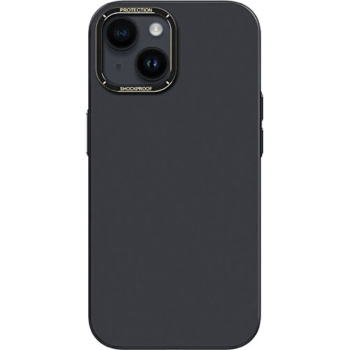 [ZTA104392] Apple iPhone 14 Plus Uyumlu Kılıf Metal Kamera Çerçeveli Recci Glaze Serisi Kapak (Siyah)