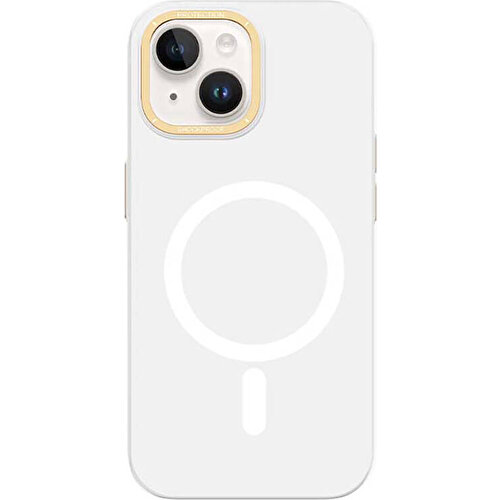 Apple iPhone 14 Plus Uyumlu Kılıf M-safe Şarj Özellikli Metal Kamera Çerçeveli Recci Glaze Serisi Kapak