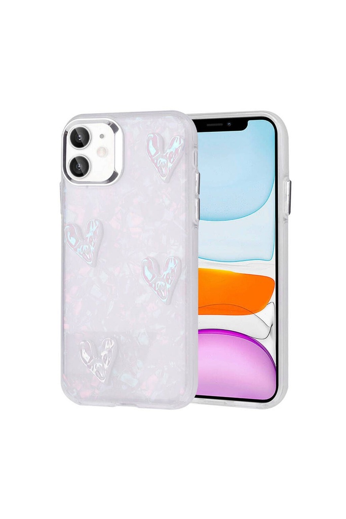 [RNZ-TA96425] Apple iPhone 11 Uyumlu Kılıf Kabartma Figürlü Parlak Zore Eralli Silikon Kapak (Kalp)